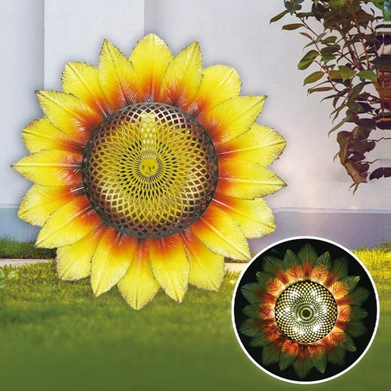 SM23555 Metal Sunflower Iron Flower Solar Wall Light