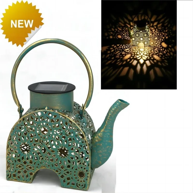SM23556 Solar Metal Iron Teapot Tabletop Light
