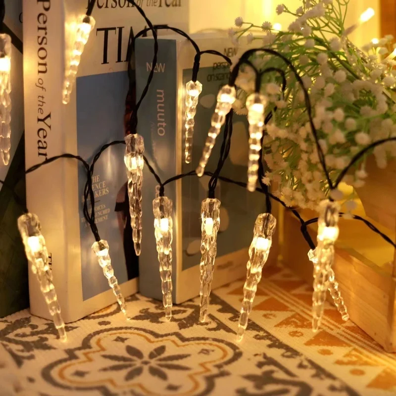 SM23562 PP Plastic Solar Ice Cone String Lights, 20 LED_2