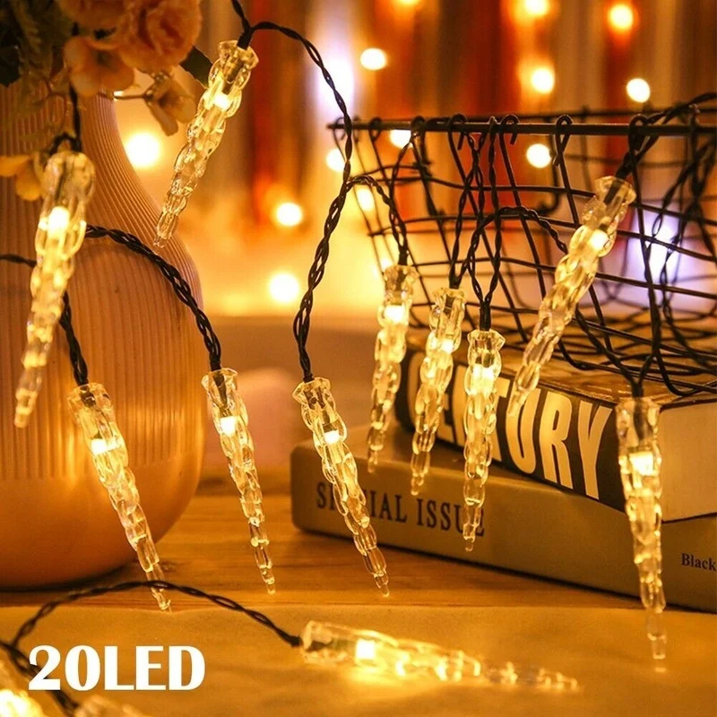 SM23562 PP Plastic Solar Ice Cone String Lights, 20 LED_5