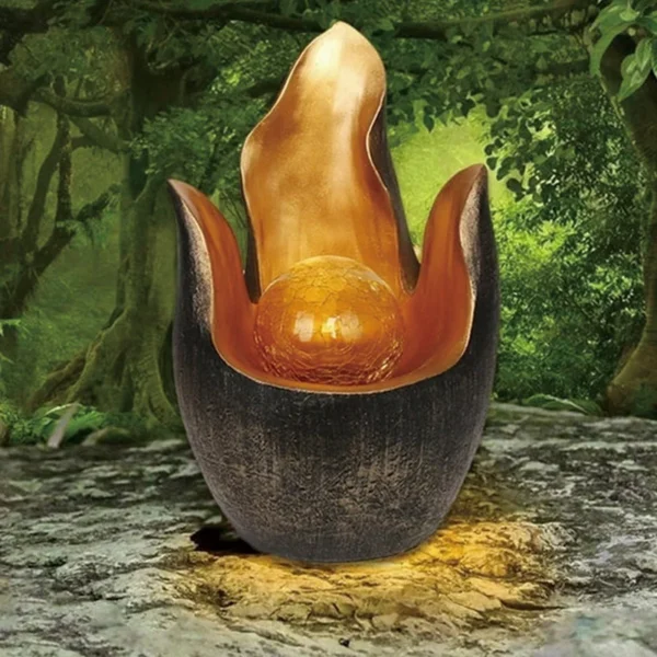 SM23592 Solar Flame Freestanding Light Resin Statue