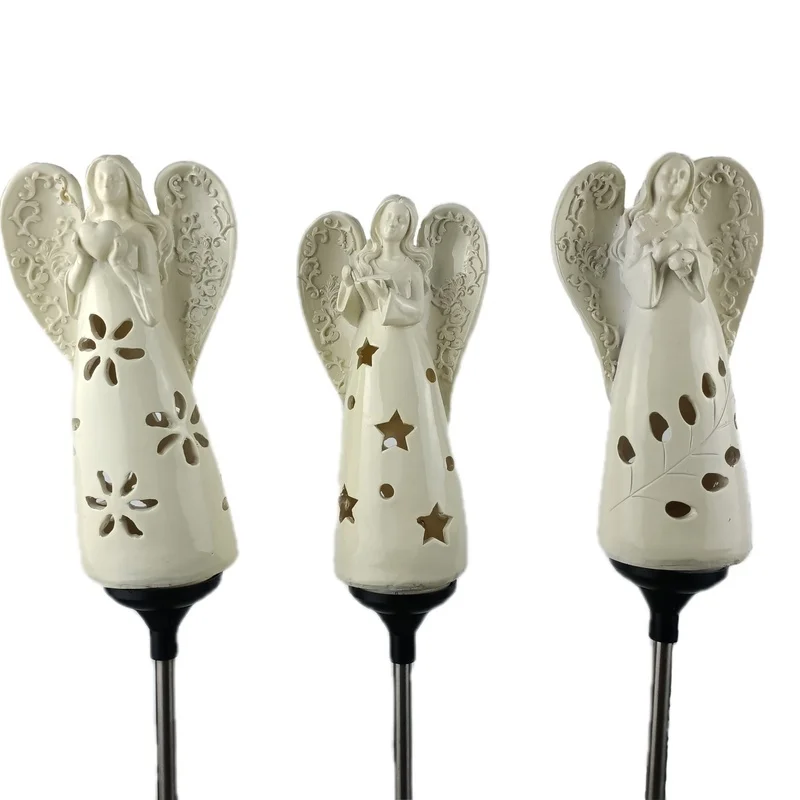 SM23597 Solar Angel Light Resin Statue with Stake