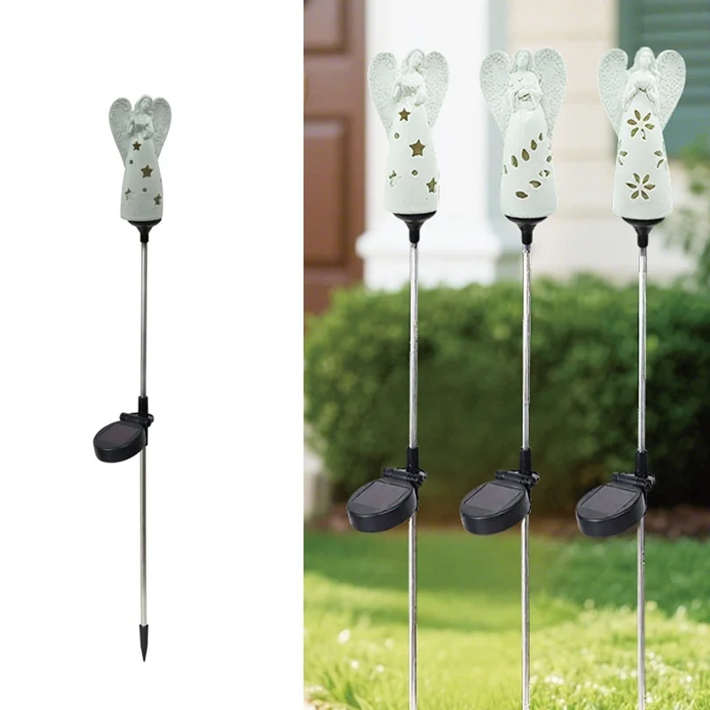 SM23597 Solar Angel Light Resin Statue with Stake_4