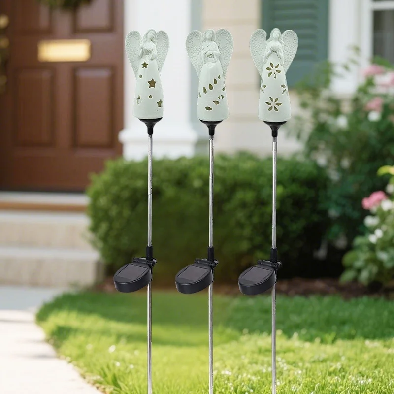 SM23597 Solar Angel Light Resin Statue with Stake_5