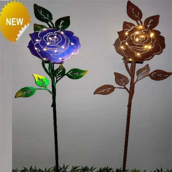 SM23602 Black Mini Textured Ornate Plastic PP Flower Solar Stake Light_3