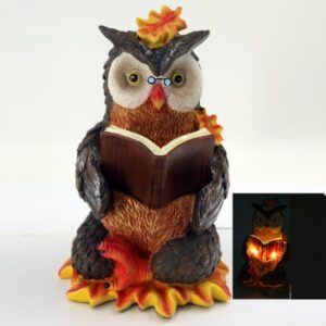 SM23631 Resin Reading Owl Decorative Solar Statue