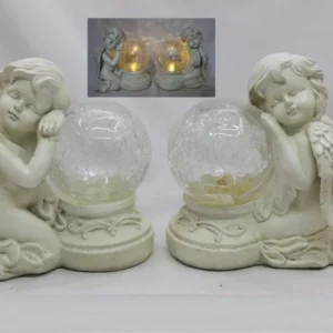 SM23633 Angel Solar Lamp Resin Statue Tabletop Light