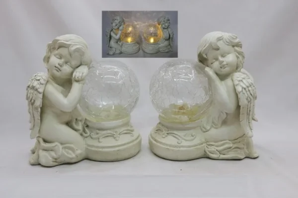 SM23633 Angel Solar Lamp Resin Statue Tabletop Light