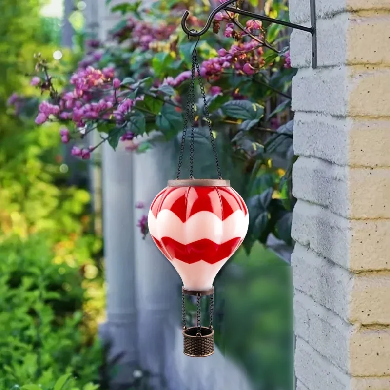 SM23722 PP Plastic Hot Air Balloon Solar Hanging Lantern Light - Not Visible