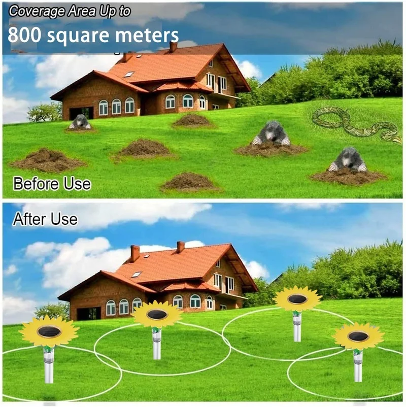 SM23928 ABS Plastic Sunflower Design Solar Mole and Snake Repeller Stake Light_6_20251010_142404