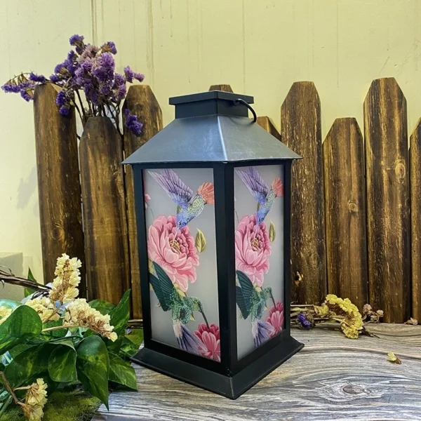 SM24007 Plastic PP Hanging Solar Lantern Light with Butterfly, Flower, and Rose Design