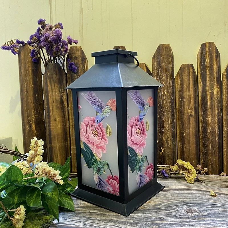 SM24007 Plastic PP Hanging Solar Lantern Light with Butterfly, Flower, and Rose Design
