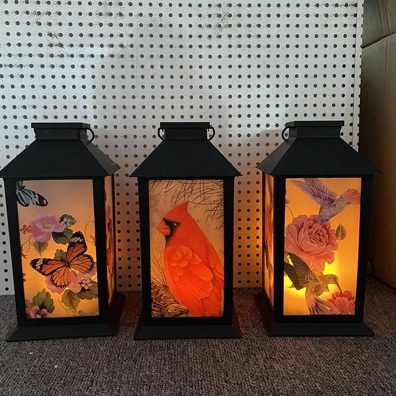 SM24007 Plastic PP Hanging Solar Lantern Light with Butterfly, Flower, and Rose Design_4