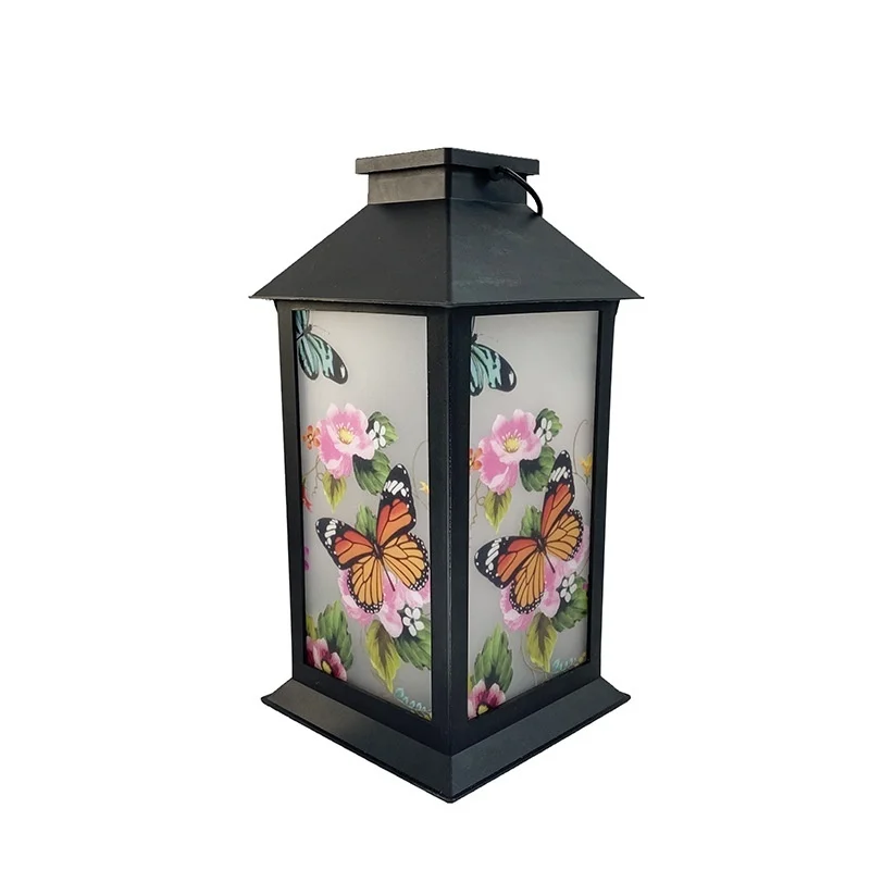 SM24007 Plastic PP Hanging Solar Lantern Light with Butterfly, Flower, and Rose Design_6