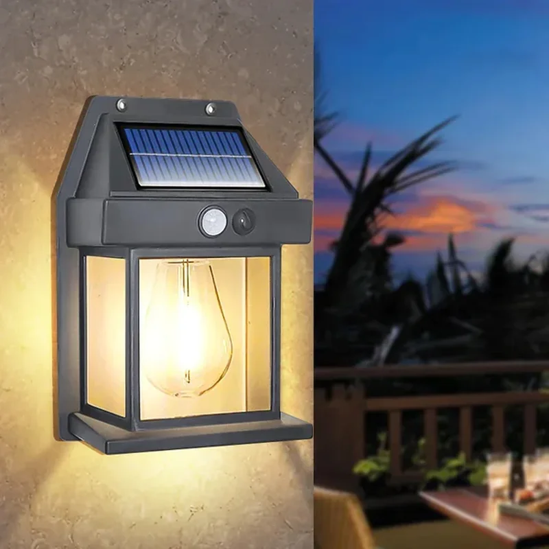 SM24009 ABS Plastic Solar Sensor Tungsten Wall Lantern Globe Jar Bulb Light