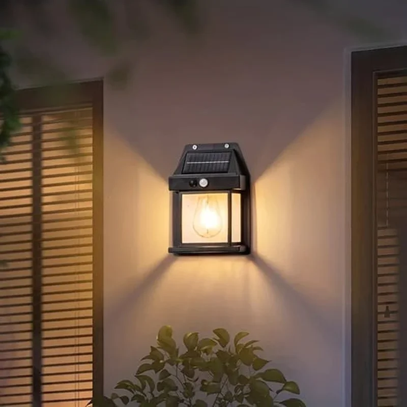 SM24009 ABS Plastic Solar Sensor Tungsten Wall Lantern Globe Jar Bulb Light_3