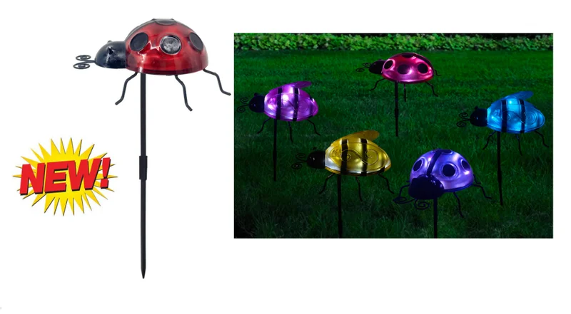 SM24012 Plastic PP Solar Ladybug Stake Light Animal Ladybird
