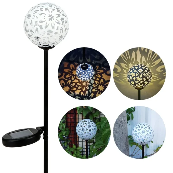 SM24015 PP Plastic Hollow Globe Solar Stake Light Shade_2