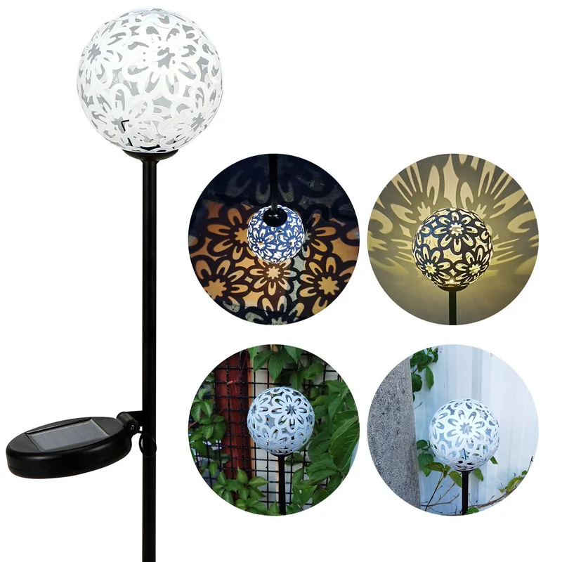 SM24015 PP Plastic Hollow Globe Solar Stake Light Shade_2
