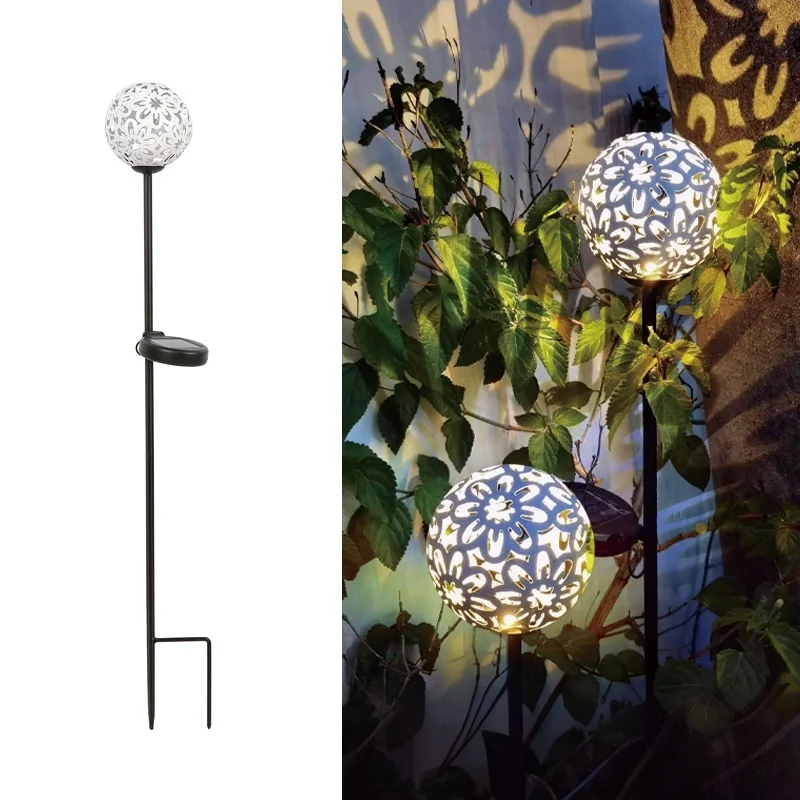 SM24015 PP Plastic Hollow Globe Solar Stake Light Shade_3