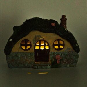 sm24018 resin fairy house freestanding solar light statue