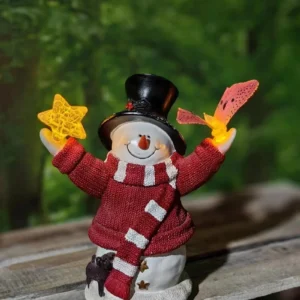 SM24025 Snowman Resin Statue Solar Freestanding Light