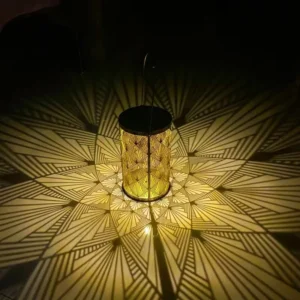 SM24061 Plastic PP Lotus Flower-Shaped Hanging Solar Lantern