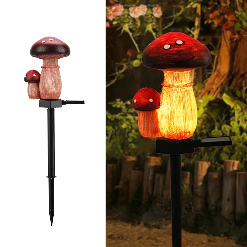 SM24067 Mushroom Resin Statue Solar Stake Light_6