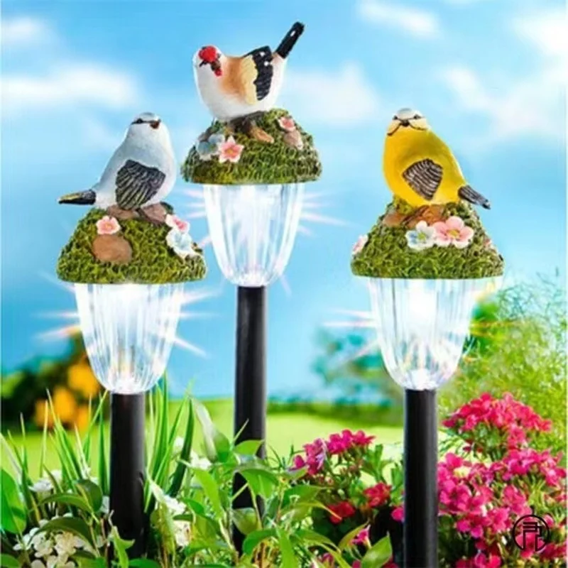 SM24068 Animal Resin Statue Bird Solar Stake Light