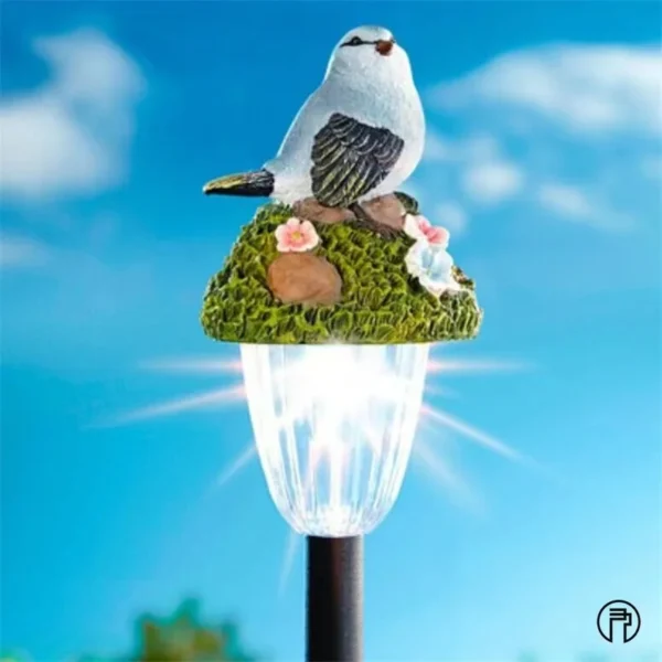 SM24068 Animal Resin Statue Bird Solar Stake Light_2