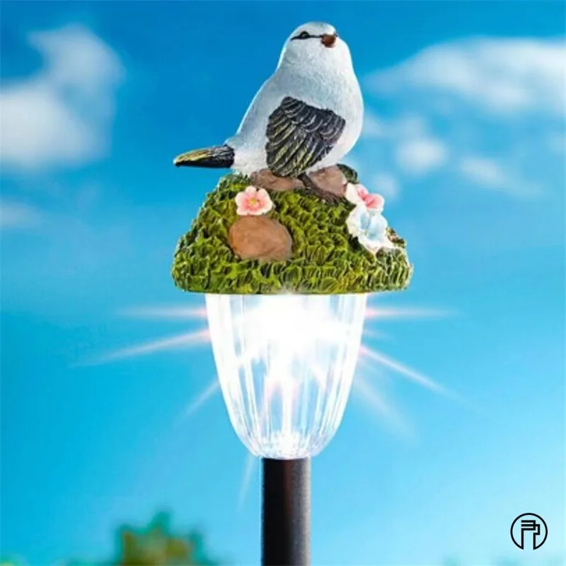 SM24068 Animal Resin Statue Bird Solar Stake Light_2