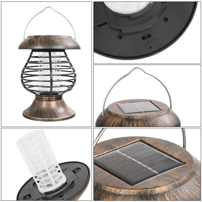SM241027 Bronze ABS Plastic Handheld Solar Mosquito Killer Lamp, Tabletop Light