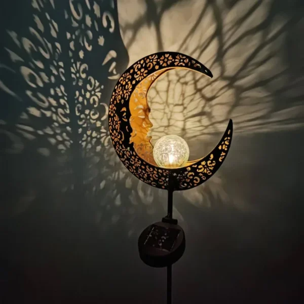 SM241060 Hollowed-Out Metal Iron Moon Solar Tabletop Lamp_2