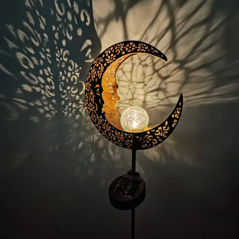 SM241060 Hollowed-Out Metal Iron Moon Solar Tabletop Lamp_2