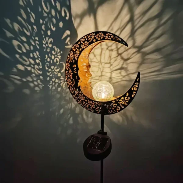 SM241060 Hollowed-Out Metal Iron Moon Solar Tabletop Lamp_4