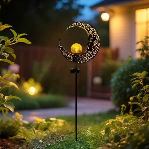 SM241060 Hollowed-Out Metal Iron Moon Solar Tabletop Lamp_5