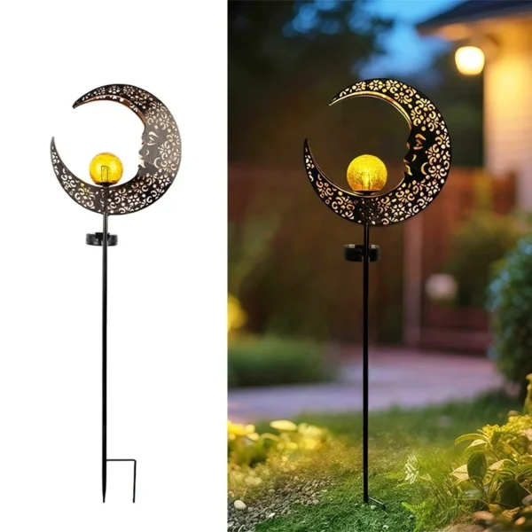 SM241060 Hollowed-Out Metal Iron Moon Solar Tabletop Lamp_6