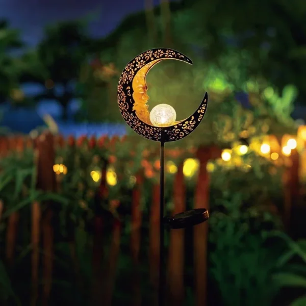 SM241060 Hollowed-Out Metal Iron Moon Solar Tabletop Lamp_7