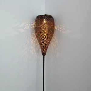 SM241064 Large Ornate Bronze Plastic PP Hollow-Out Solar Stake Lantern Light