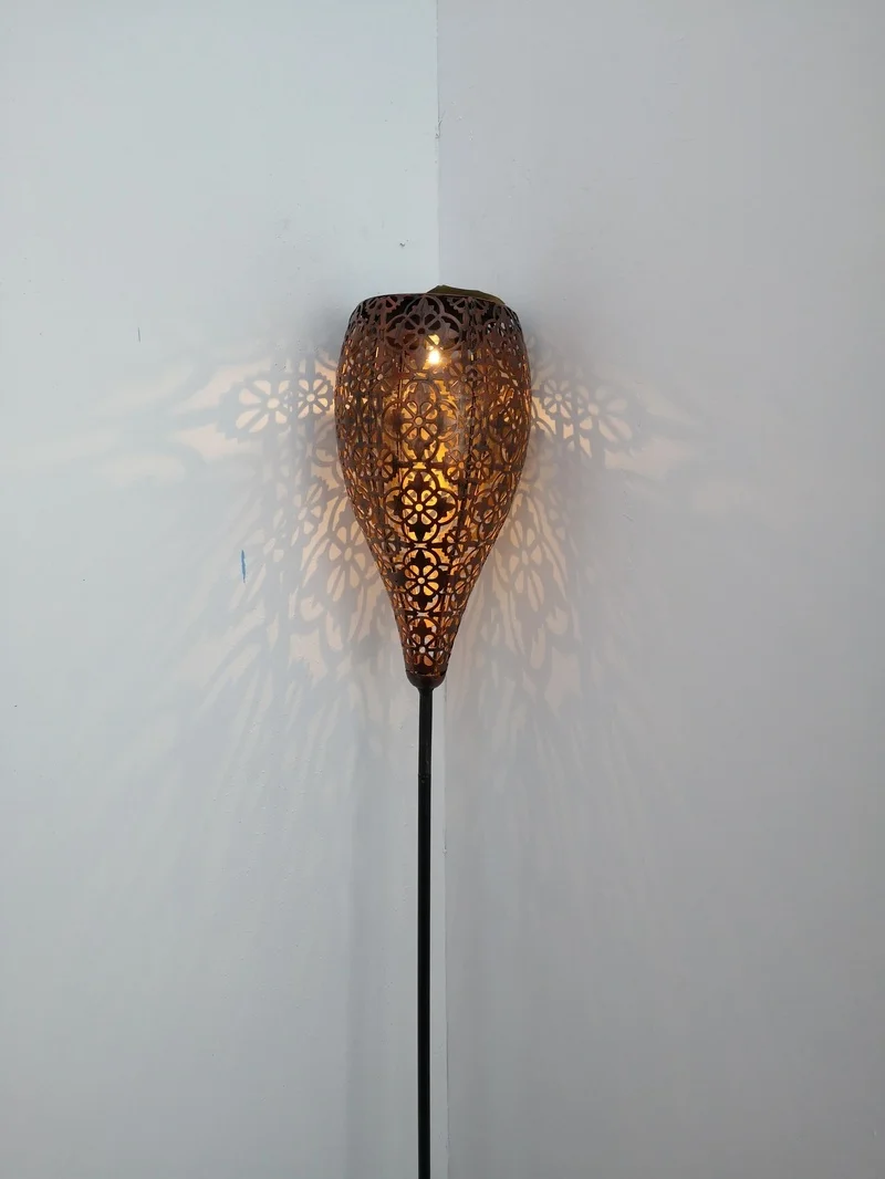 SM241064 Large Ornate Bronze Plastic PP Hollow-Out Solar Stake Lantern Light