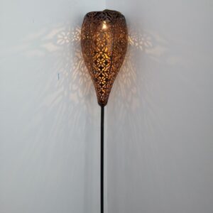 sm241064 metal iron hollow out decorative solar stake pathway lantern