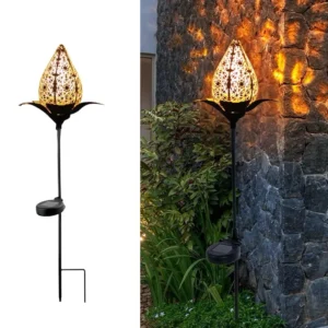 SM241066 Modern Medium Silver Plastic PP Hollow-Out Solar Stake Lantern Light_2