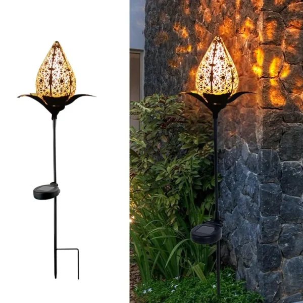 SM241066 Modern Medium Silver Plastic PP Hollow-Out Solar Stake Lantern Light_2