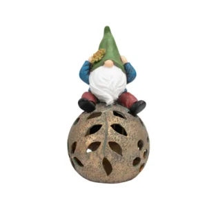 SM241091 Resin Statue Genie Sitting on Ball Solar Lamp Tabletop Light Globe_6