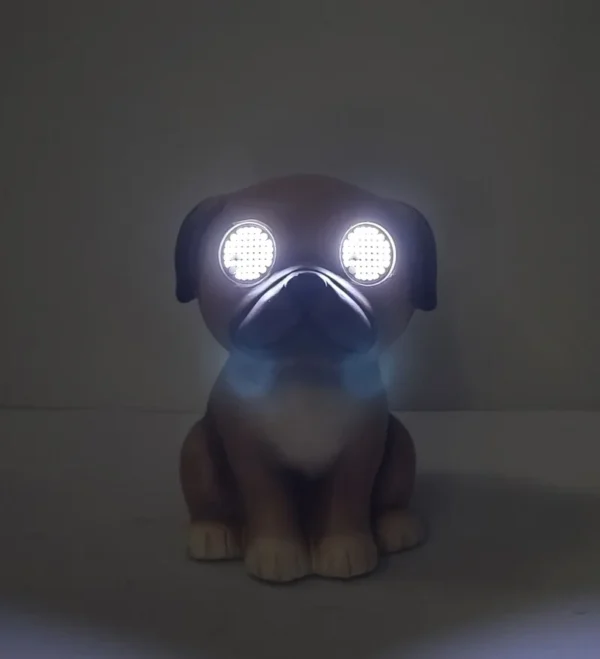 SM241099 Solar Polyresin Dog Resin Statue with Blinking Eyes, Freestanding Light-Up Animal