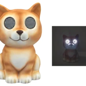 SM241100 Solar Polyresin Cat Resin Statue with Blinking Eyes Freestanding Light Animal