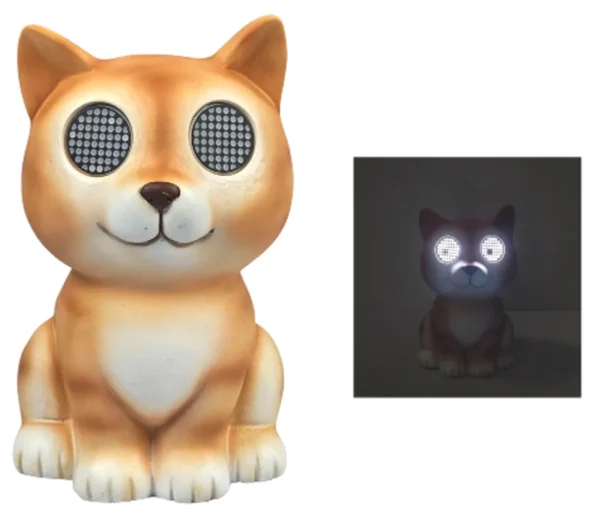 SM241100 Solar Polyresin Cat Resin Statue with Blinking Eyes Freestanding Light Animal
