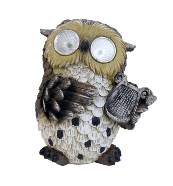 SM241111 Solar Owl Bird Resin Statue Freestanding Animal Light_3