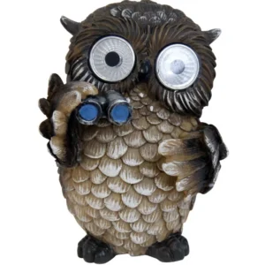 SM241111 Solar Owl Bird Resin Statue Freestanding Animal Light_4