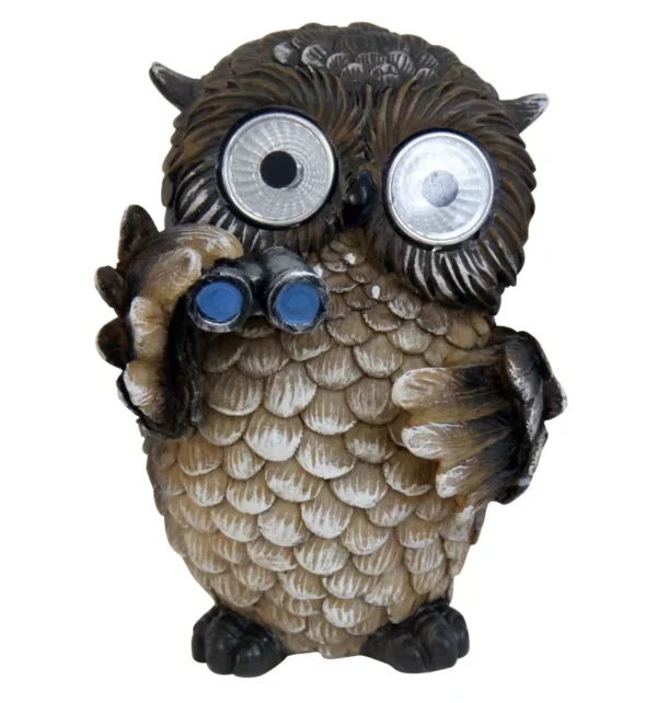 SM241111 Solar Owl Bird Resin Statue Freestanding Animal Light_4